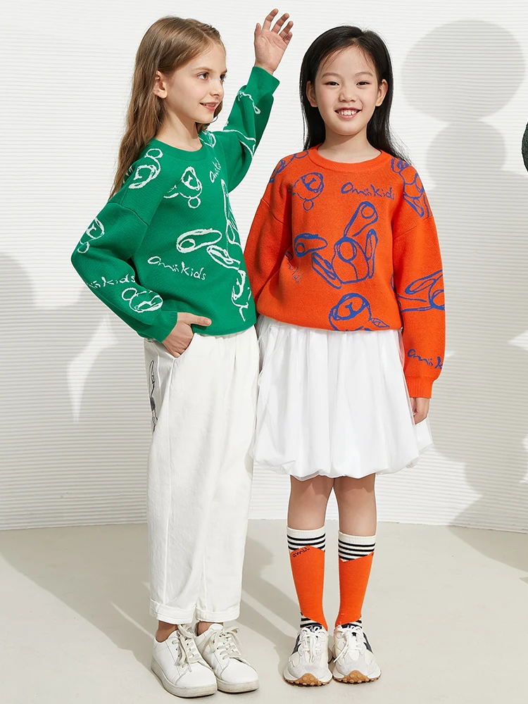 Детский свитер amii для девочек модные вязаные топы с принтом девочек-подростков