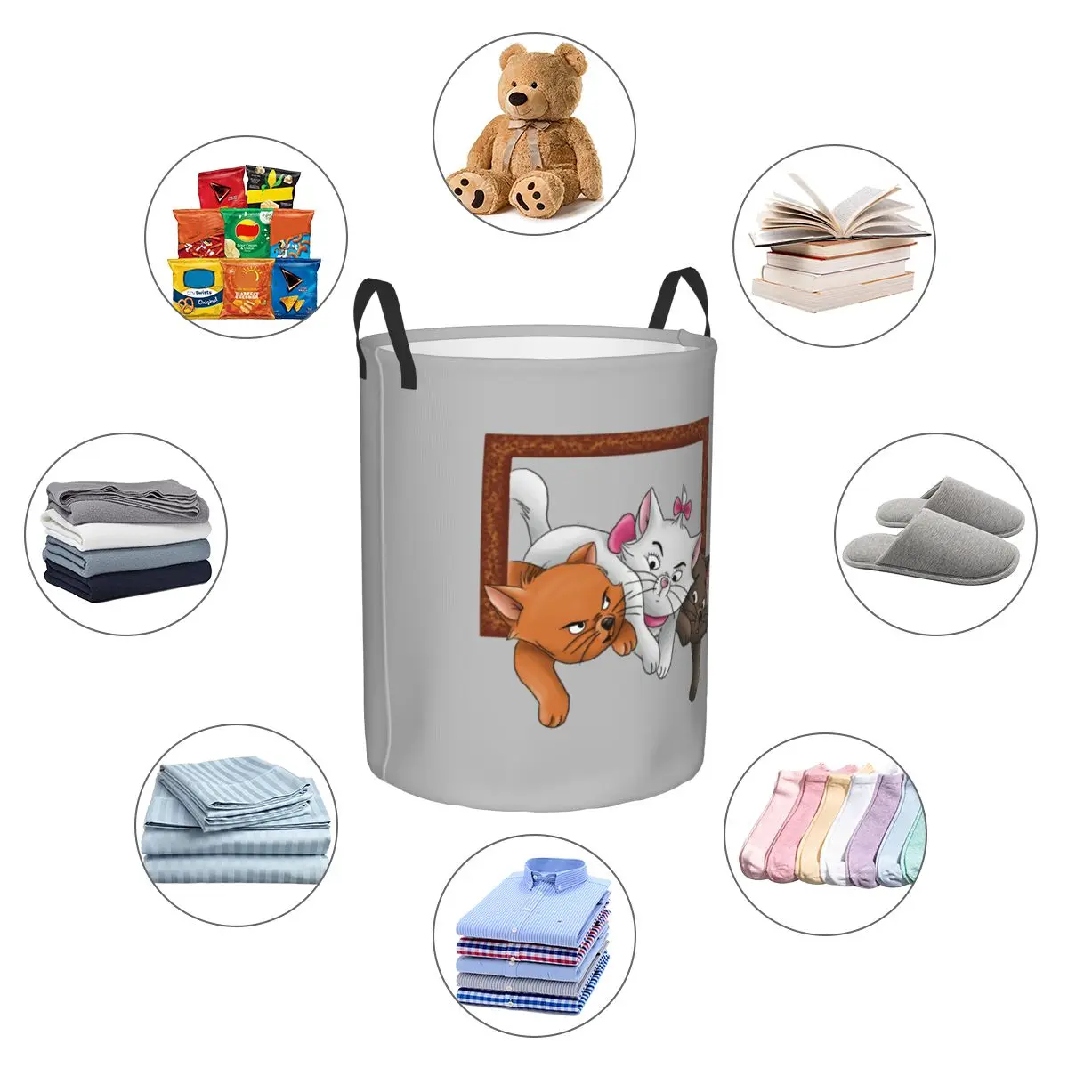 Корзина для белья с милым котом Мари и котенком на заказ большая корзина хранения