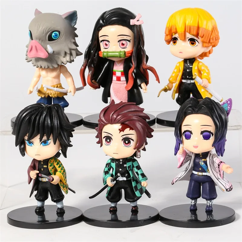 

Demon Slayer Kamado Tanjirou Nezuko Agatsuma Zenitsu Hashibira Inosuke Tomioka Giyuu Kochou Shinobu Figures Gift Toys 6pcs/set