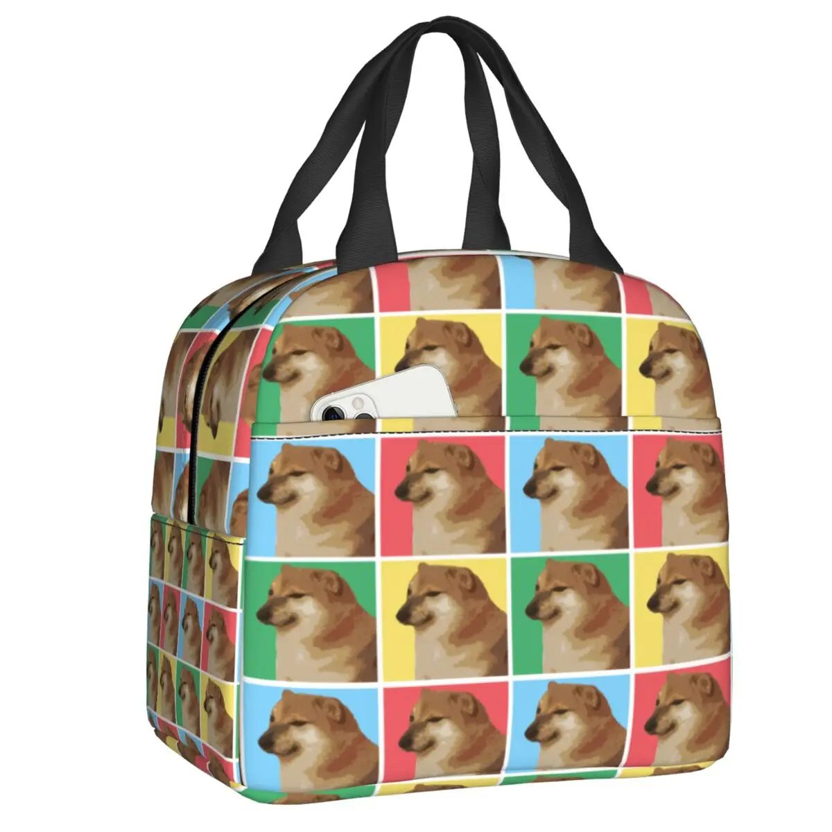 

Vaporwave Aesthetic Cheems Lunch Bag Shiba Inu Doge Meme Reusable Food Thermal Cooler Insulated Lunch Box Women Kids Tote Bags