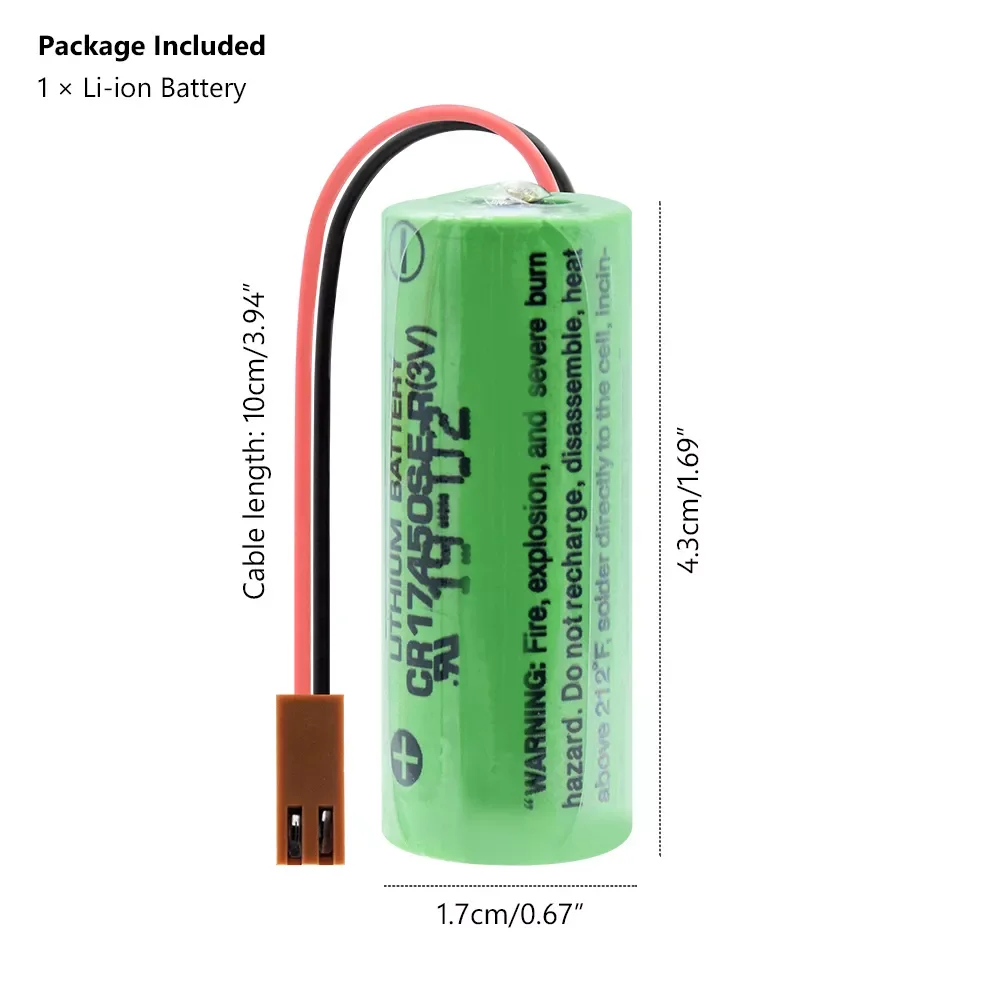 

2500mAh 3V CR17450SE-R Battery CR17450SE-R A98L-0031-0012 Li-ion Battery With Resistor For Fanuc CNC Servo PLC Battery