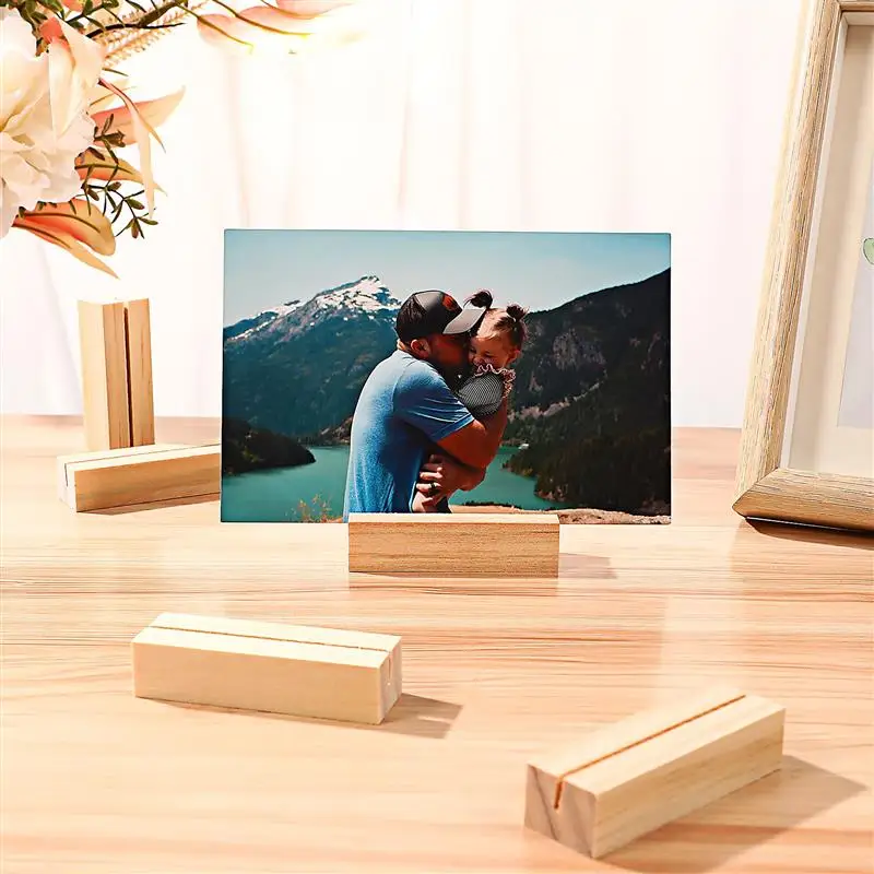 

12pcs Table Card Display Holders Wooden Photo Stands Place Card Holders Memo Holder for Home Office