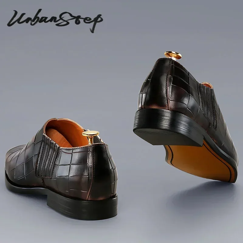Туфли мужские без шнуровки Крокодиловая Кожа роскошные повседневные Мокасины