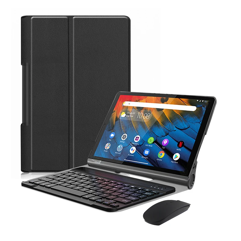 For Lenovo Yoga Smart Tab 10.1 2019 Case Wireless Keyboard Mouse for Yoga Tab 5 10.1 YT-X705F Magnetic Cover PU Leather Capa