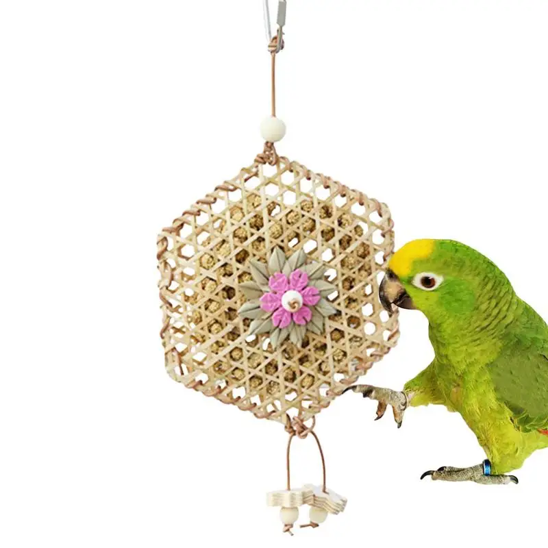 

Parrot Toy Birds Chew Toys Hangable Entertaining Natural Woven Foraging Toy For Cockatiels Parrots Budgies Conures