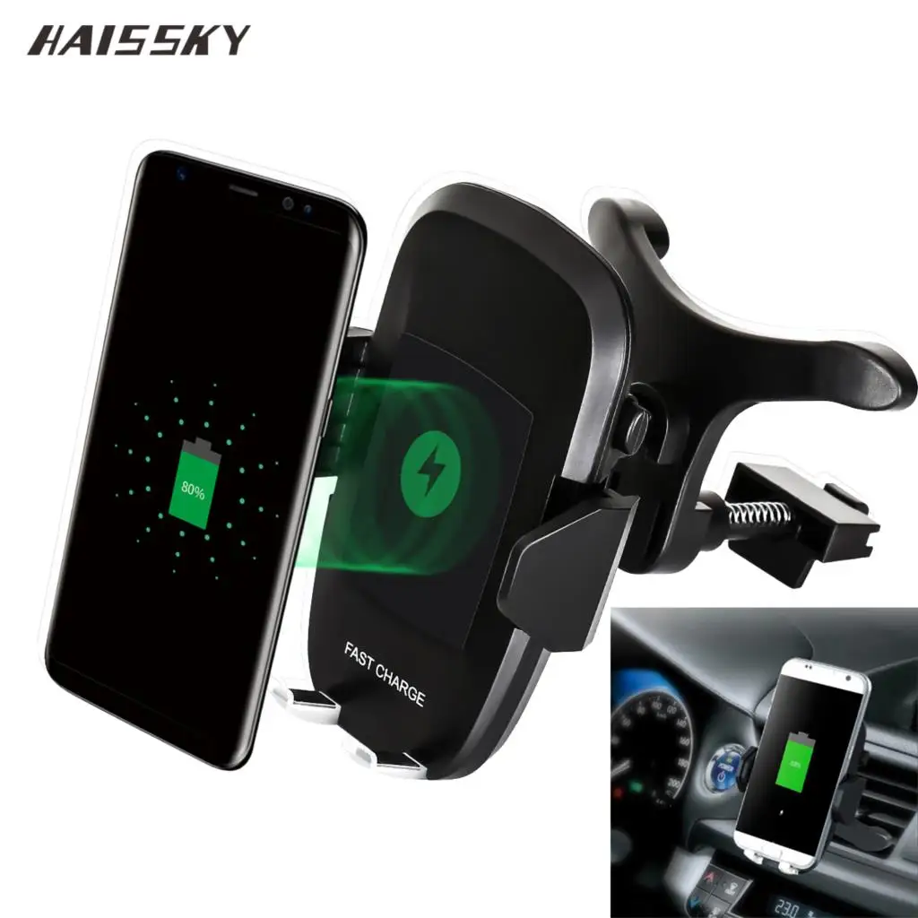 

HAISSKY Car Wireless Charger For iPhone 14 13 12 11 Pro Max XR XS 10W Phone Holder Air Vent Mount Qi Charger For Samsung Xiaomi