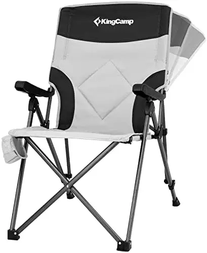 

Регулируемые стулья для кемпинга, сверхмощные стулья с высокой спинкой для улицы, переносной стул для кемпинга с мягкой спинкой (черный/серый)