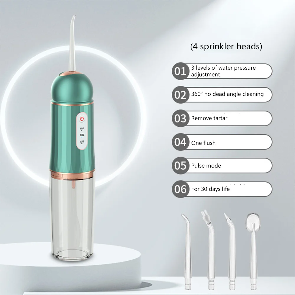 

Oral Irrigator 3 Modes USB Rechargeable Water Flosser Dental Water Jet Waterproof Irrigator Dental Teeth Cleaner Green