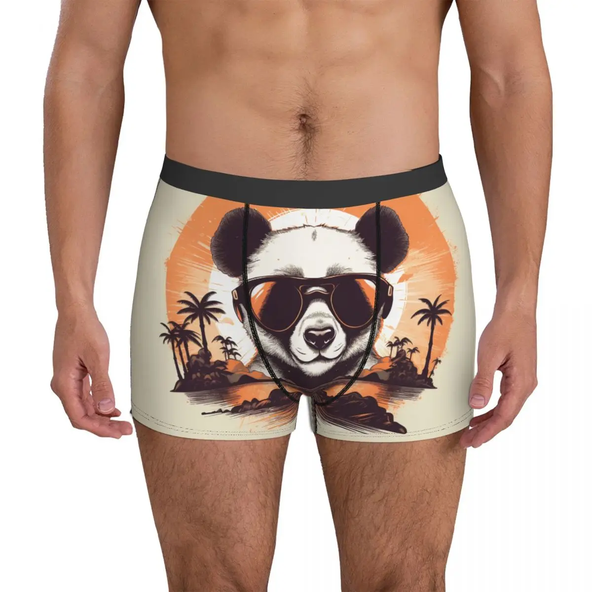 

Нижнее белье панда закат животные с солнцезащитными очками мужские трусы в стиле ретро обычные шорты-боксеры тренировочные шорты брифы размера плюс 2XL
