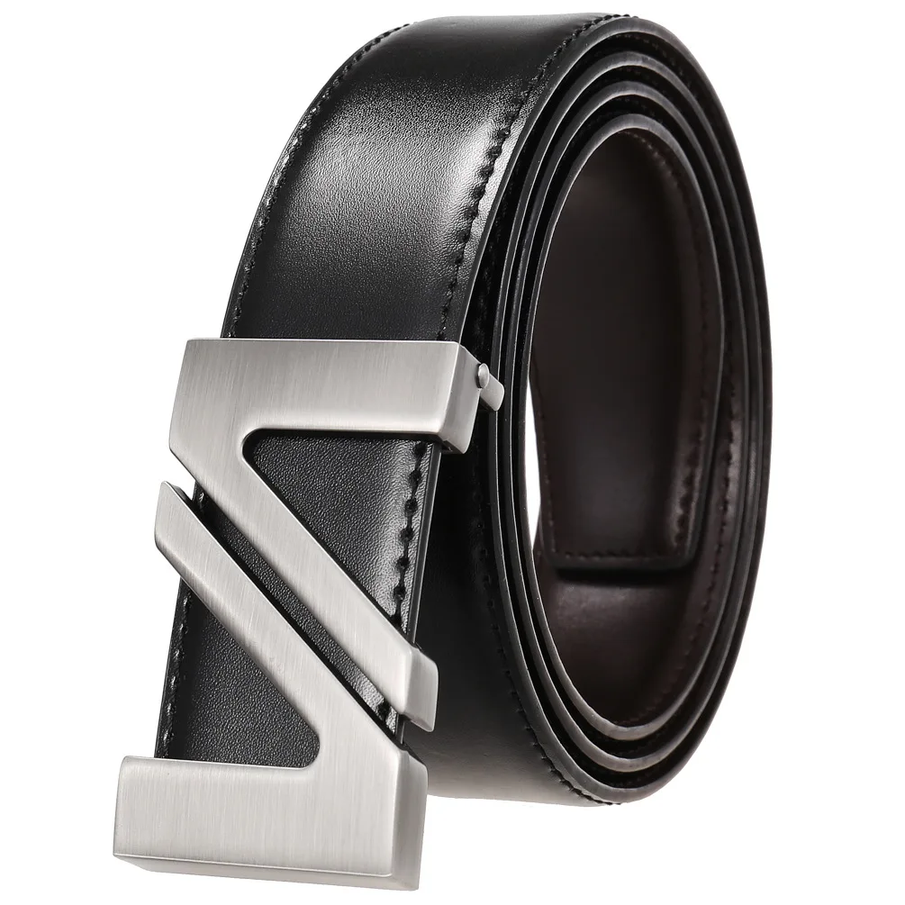 

Men's Strap Ratchet Dress Belt with Plate Buckle Casual Cowhide Leather Waistband for Men Width:3.5cm Length:110-125cm Black