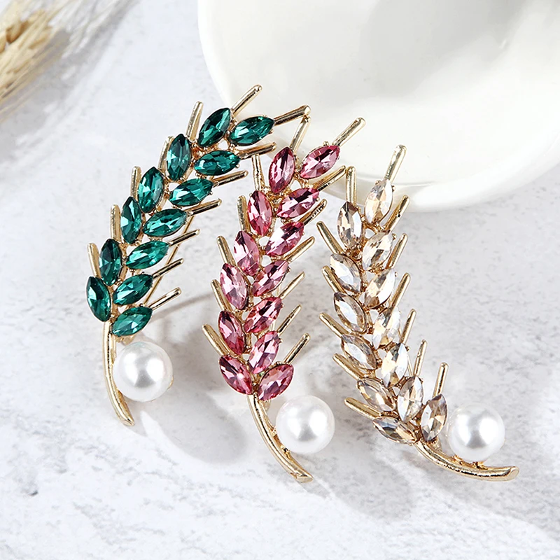 St.George Ribbon Emblem For 75 Years Of Victory In The Great Patriotic War Rhinestone Crystal Pearl Wheat Corsage Brooch Pin |
