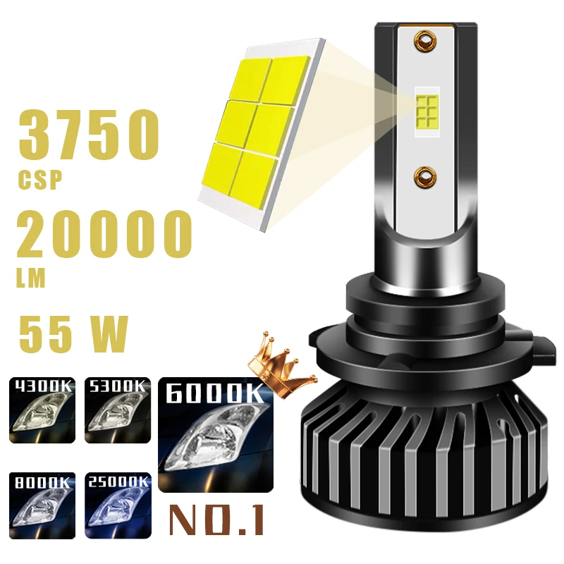 

2pcs H7 H4 Led Headlight 12V Car Light 20000LM 55W HB3 HB4 9005 9006 H1 H8 H11 Auto Bulb Canbus 3000K 4300K 6000K 8000K 25000K