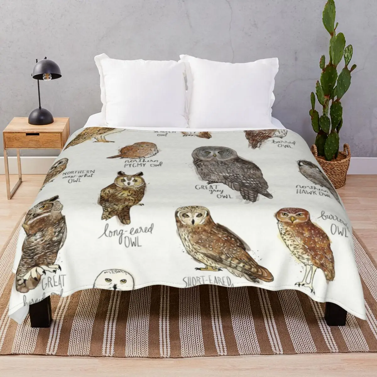 Owls Blankets Flannel Plush Decoration Super Soft Throw Blanket for Bed Home Couch Travel Cinema