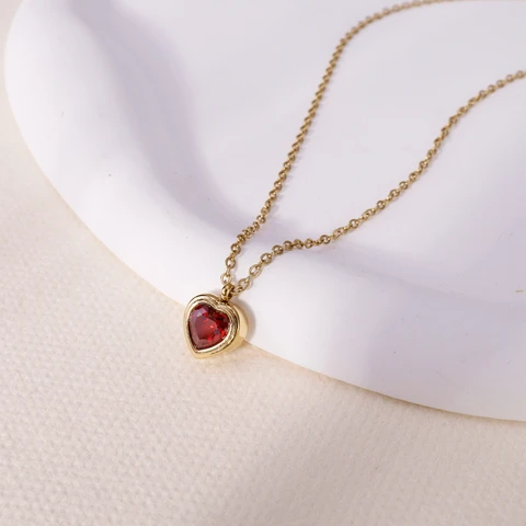 WILD & FREE Модное золотое ожерелье из нержавеющей стали с красным Цирконом и кристаллом, роскошное изысканное женское свадебное ювелирное изделие