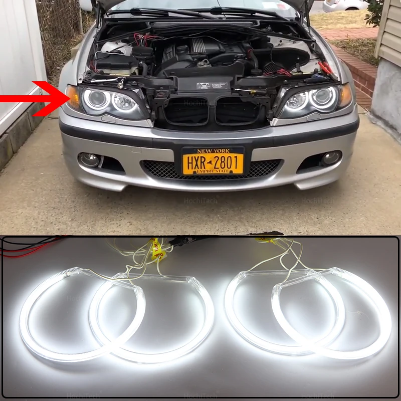 for BMW 3 series E46 316i 318i 320i 323i 325i 328i 330i 318d 1997-2006 WHITE CCFL Headlight Halo Angel Demon Eyes Kit Light