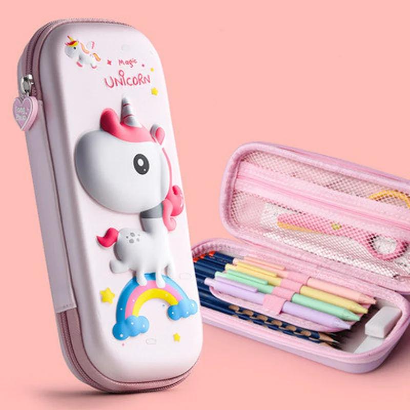 Чехол для карандашей с 3D рисунком Милый Розовый Единорог искусственный чехол