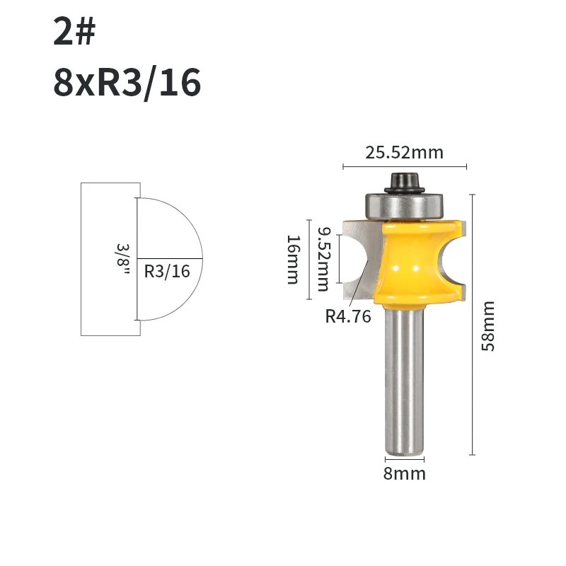 

YUSUN 8 мм хвостовик бычий нос радиус Бит маршрутизатор деревообрабатывающий Фрезерный резак для деревообрабатывающих инструментов