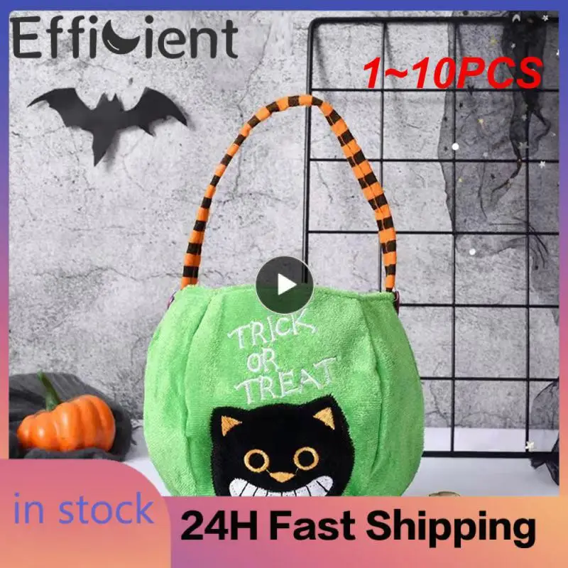 

1~10PCS Halloween Loot Party Kids Pumpkin Trick Or Treat Tote Bags Candy Bag Halloween Candy Storage Bucket Portable Gift