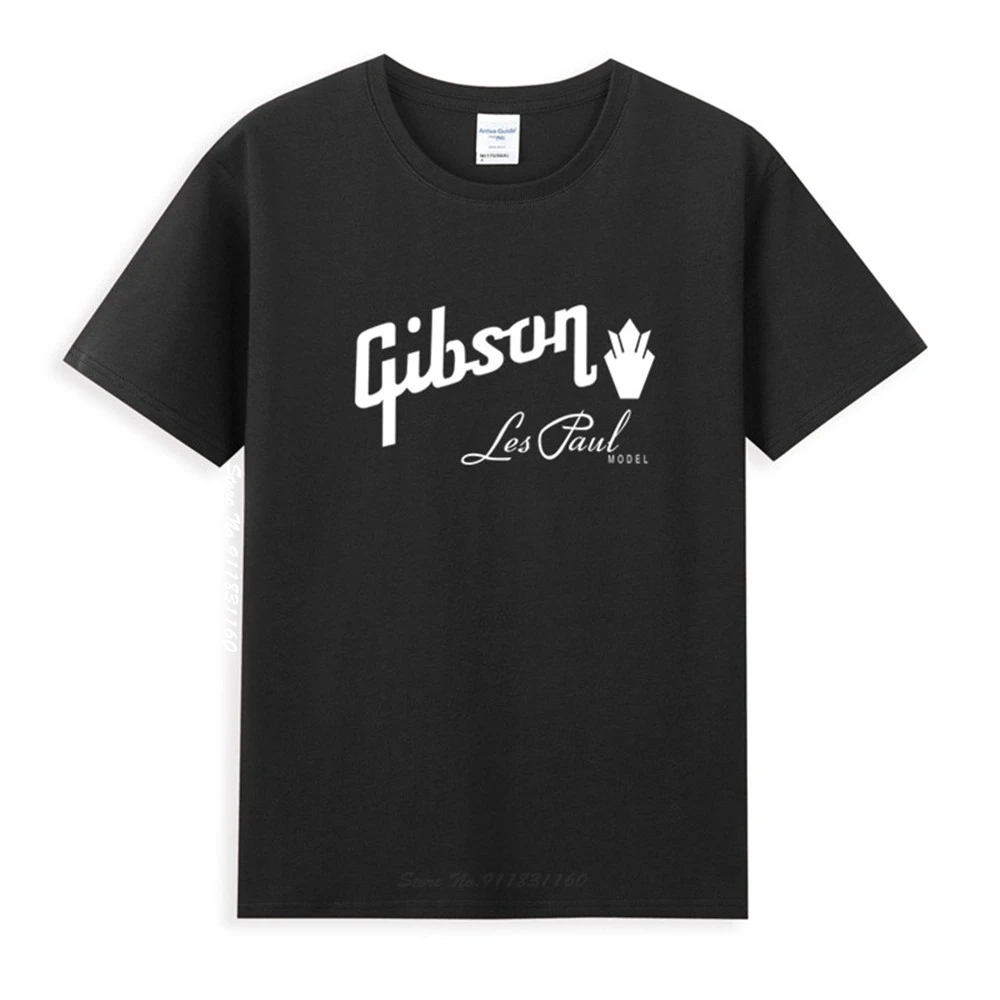 

Gibson Les Paul Guitar Logo Classic Black T-Shirt Newest Summer Men's Short Sleeve Popular Tees Shirt Tops