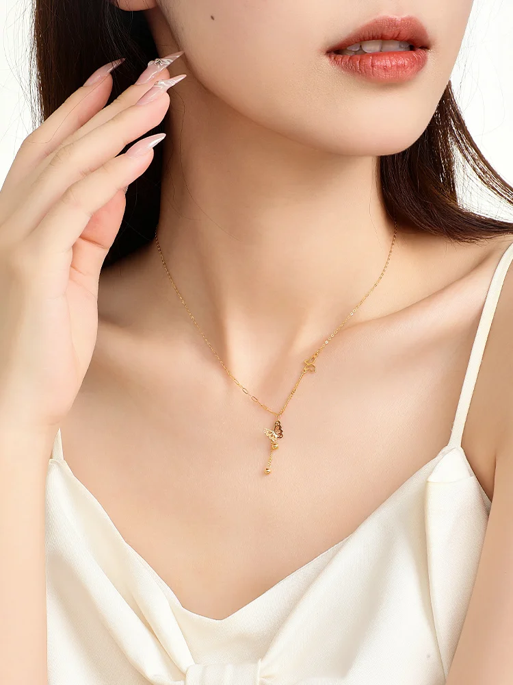 Zhou Dasheng красновато-желтое ожерелье из золота 8 карат женское розового