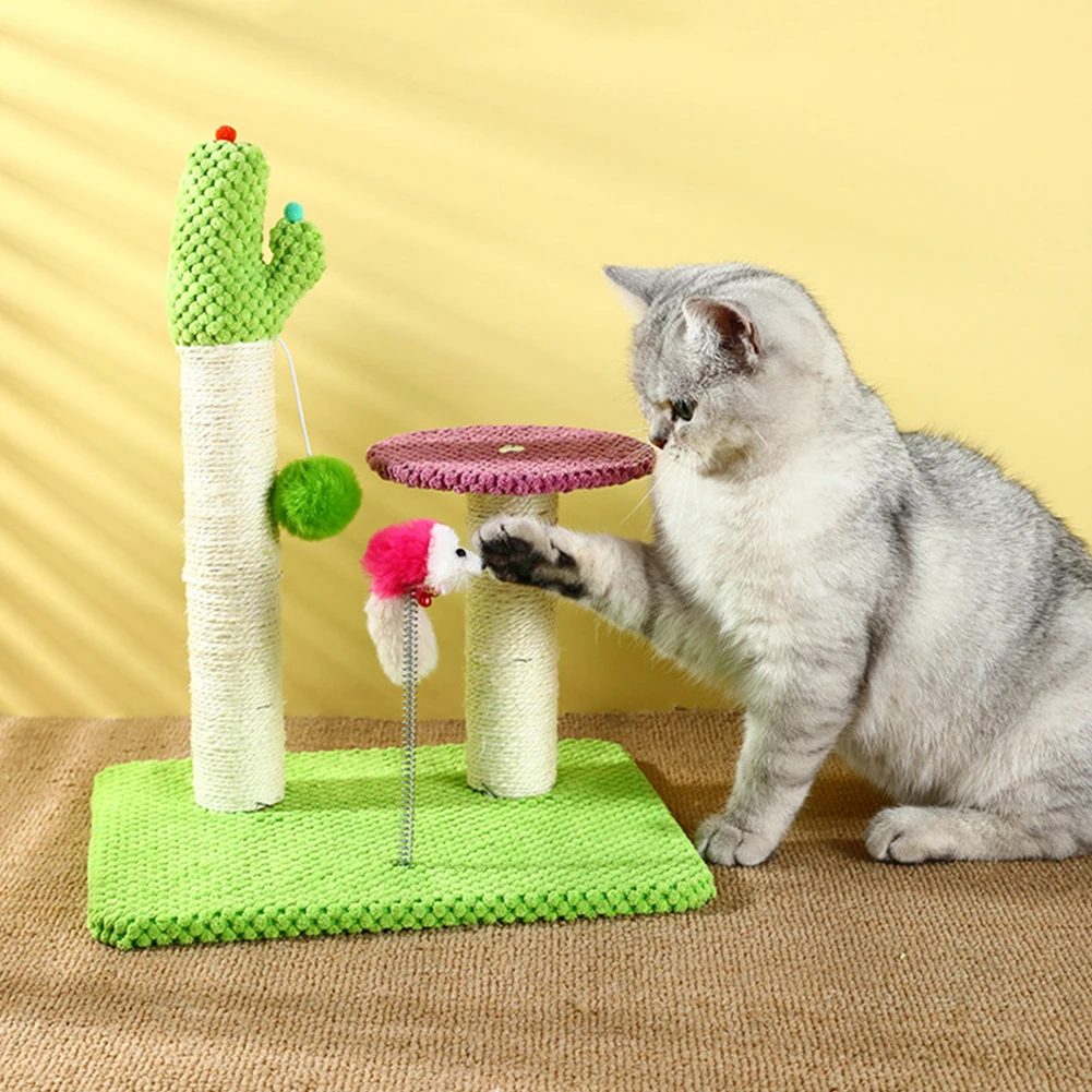 

Cat Scratching Post Cactus Kitten Climbing Frame With Cozy Perches Stable Sisal Rope Cats Scratcher Tree Cat Scratch Board Toys