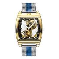 transparent automatic mechanical watch men turbillon steampunk skeleton luxury gold tourbillon steel watches reloj montre homme
