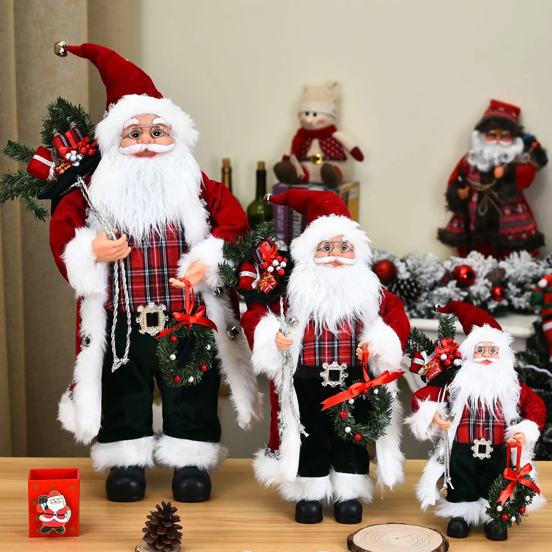 

New Santa Claus Doll Merry Christmas Elk Snowman Decorations for Home Children's New Year Toy Gift Decor Party Supplies 30/40cm