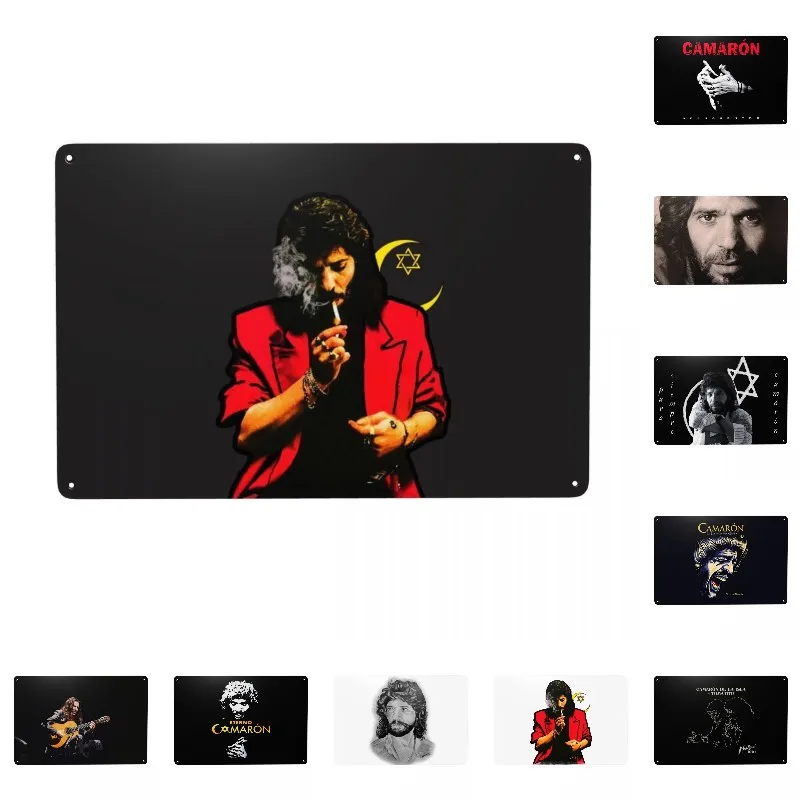 

Vintage Island Shrimp Camaron De La Isla Metal Sign Flamenco Singer Tin Plaque Bar Cafe Restaurant Wall Decor 12 x 8 Inches