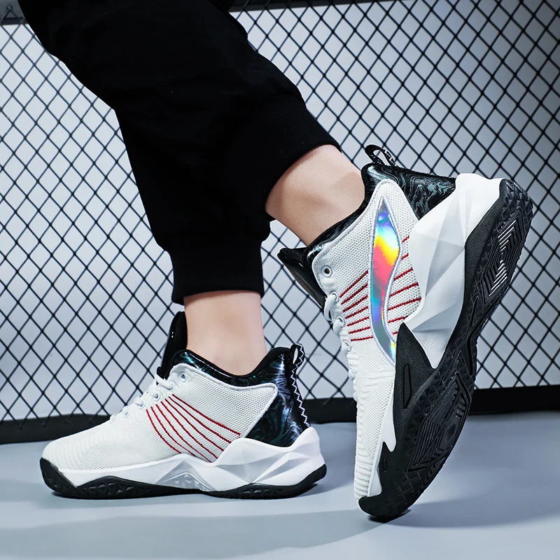 High quality non-slip wear resistance impact resistance breathable flying weaving mesh top basketball shoes