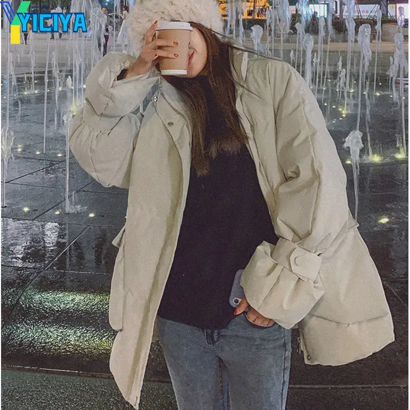 YICIYA 2023 Women's Winter Jackets Parkas Loose Thicken Warm Parkas Stand Collar Fashion Women Jacket Streetwear Female Clothing