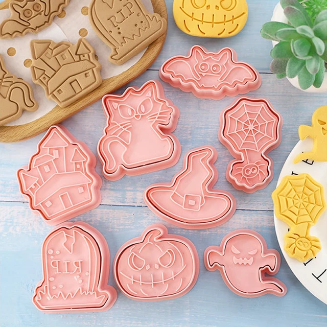 Halloween Cookie Cutters Plastic 3D Cartoon Pressable Biscuit Mold 2