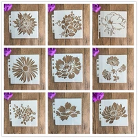 9 pcs set 14 13cm layers of flowers diy template stencils wall painting coloring scrapbook embossing album decorative card