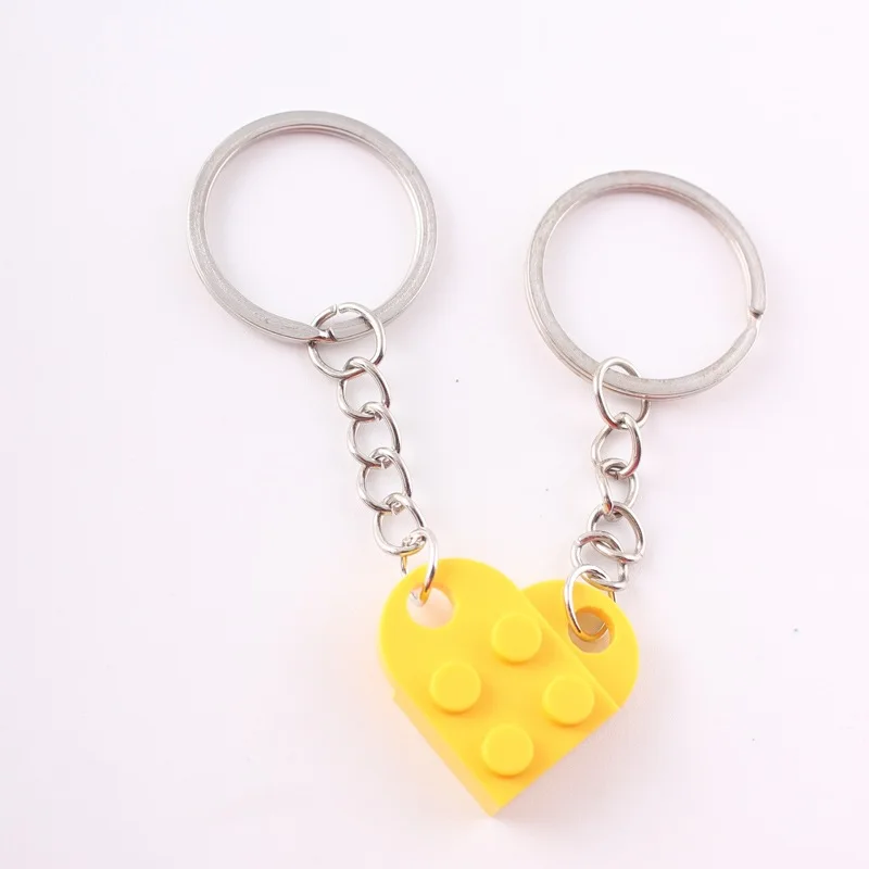 

gift keychain 2pcs/Set Brick Matching Heart Keychain Separable Love Building Block Keyrings For Women Men Valentine'S Day