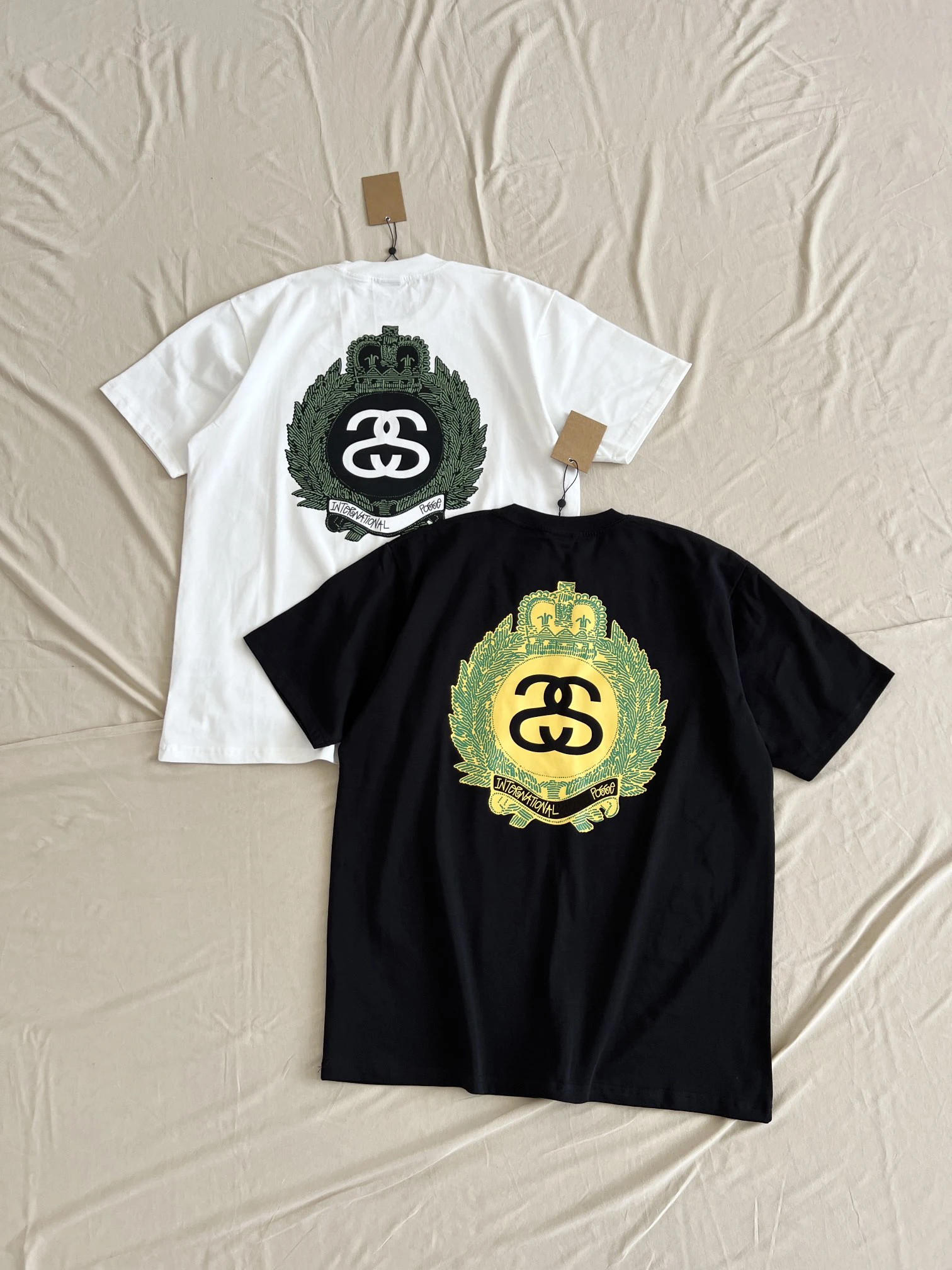 

St Summer Men's New High Quality Crown Double S Pattern Women's High Street Short Sleeve T-shirt