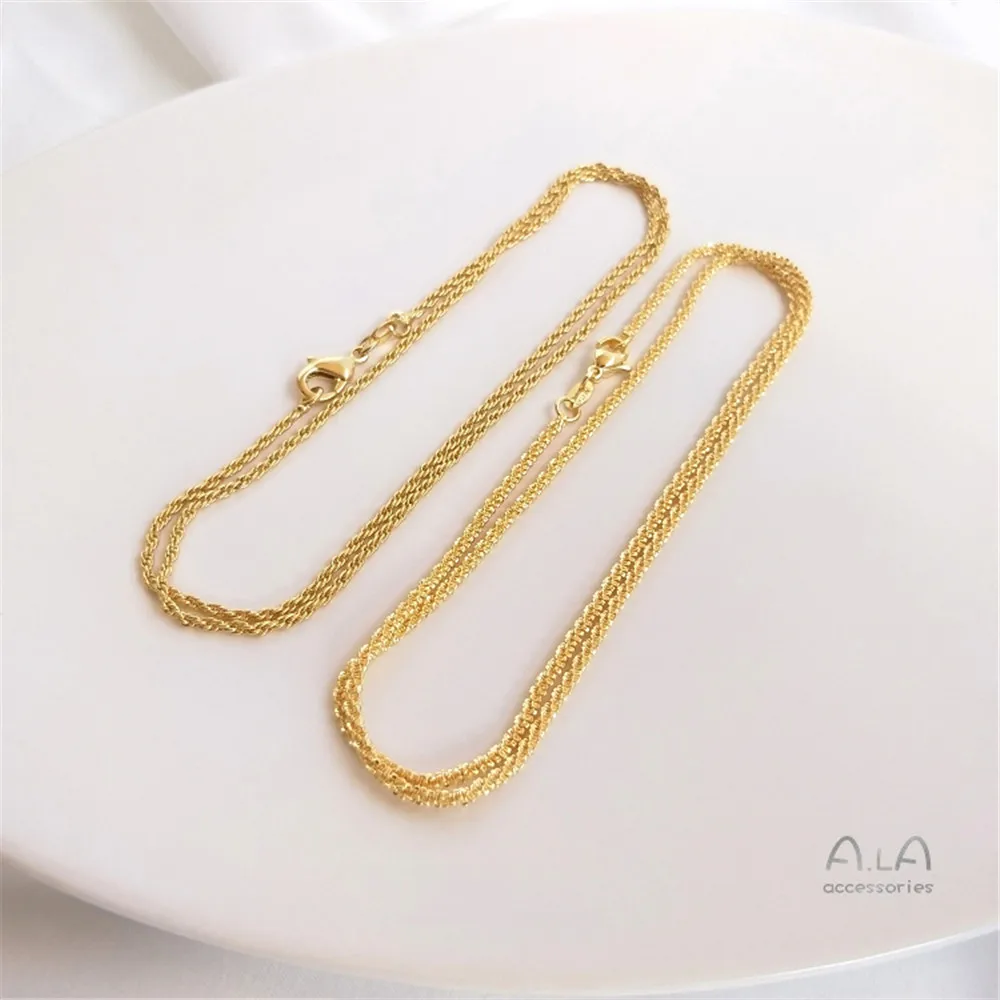 

Korean copper chain plated 18K gold explosion style twist chain clavicle chain caterpillar clavicle necklace for men and women