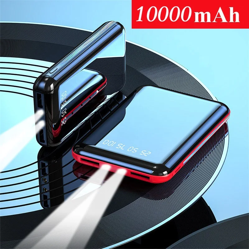 Портативный мини-Внешний аккумулятор на 10000 мАч зеркальный экран для мобильных
