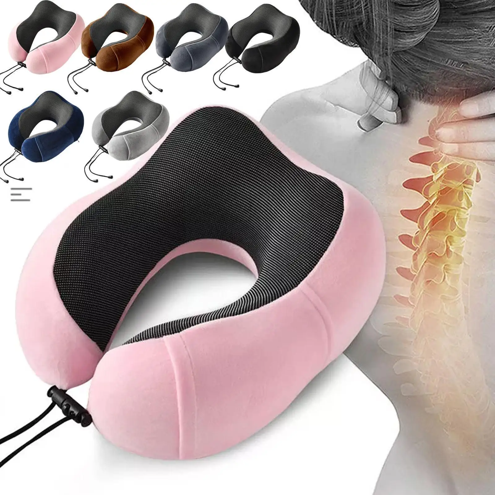 

1pc U Shaped Memory Foam Neck Pillows Soft Slow Rebound Space Travel Shipping Bedding Cervical Pillow Neck Healthcare C9h8