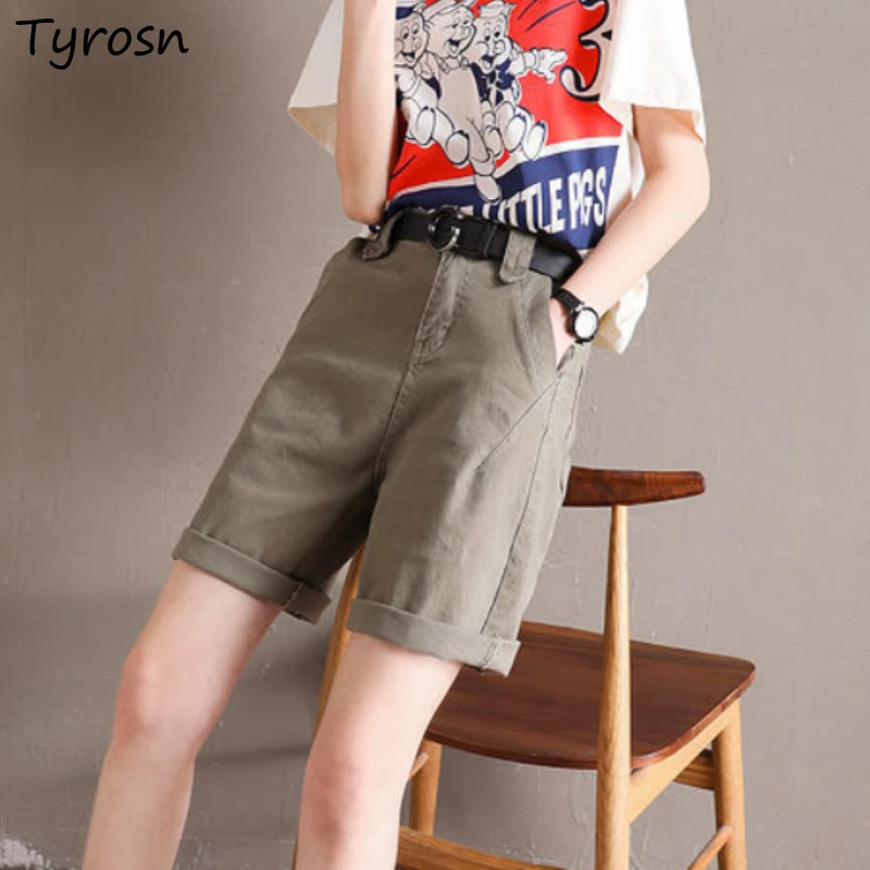 

Pure Shorts Women S-4XL Minimalist Design Basic Korean Style All-match High Waist Chic Denim Trousers Retro Female Casual Summer