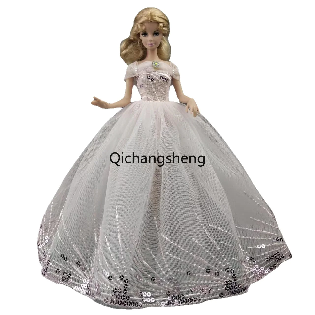 

1/6 BJD Dolls Accessories Pink Sequin Princess Wedding Dresses for Barbie Clothes for Barbie Dress Wedding Gown Outfit Toy 11.5"