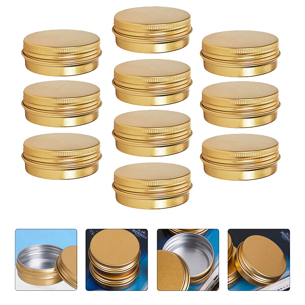 

1 Set 10 Pcs 30ML Aluminium Screw-thread Storage Boxes Ointment Boxes (Golden)
