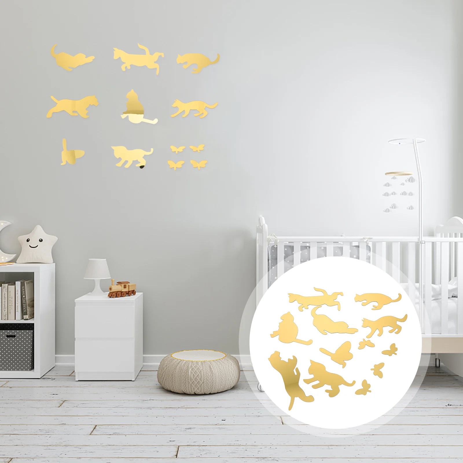 

Stickers Mirror Wall Decals Decorative Acrylic Mirrors Removable Self Adhesive Decor Cat