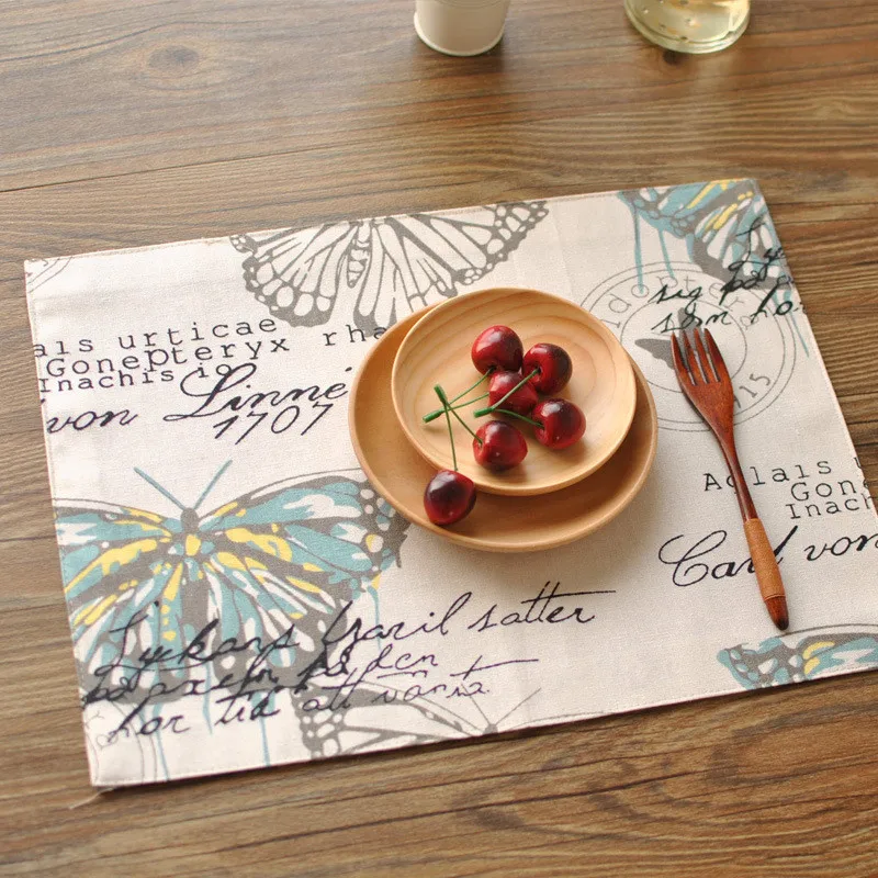

BZ816 2/4/6 шт., коврики для стола, столовая посуда, коврики с принтом бабочки, двойная плотная ткань, коврик для стола, Кружевная салфетка