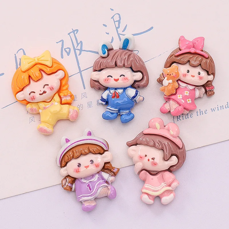 

Wholesale 100PCS Resin Cartoon Kawaii Girl Flatback Cabochon Scrapbook DIY Hairbow Embellishments Phone Case Decor Accessories