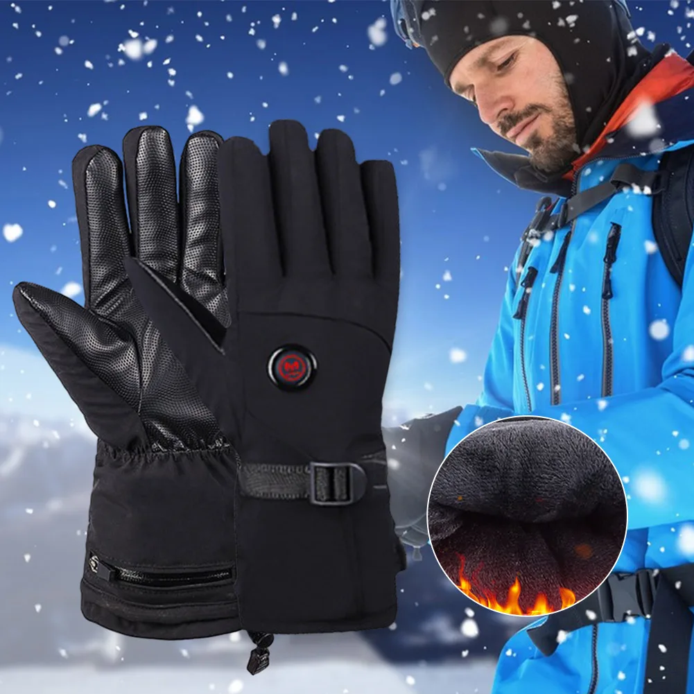 

Touch Screen Electric Heating Gloves Waterproof Electric Heated Gloves Ski Mittens 3 Gear Temperature Battery Powered for Winter