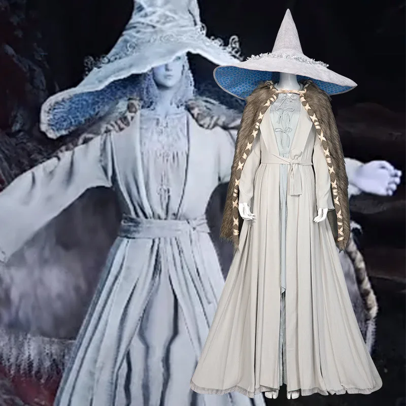 

New Game Elden Ring Ranni Cos Suit Full Hat Costume Role Play Clothes Witch Ranni Dress Clock Hat Woman Girl Dress Uniform