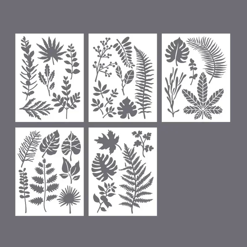 

5 шт., трафареты из ПЭТ, цветы и листья, для скрапбукинга