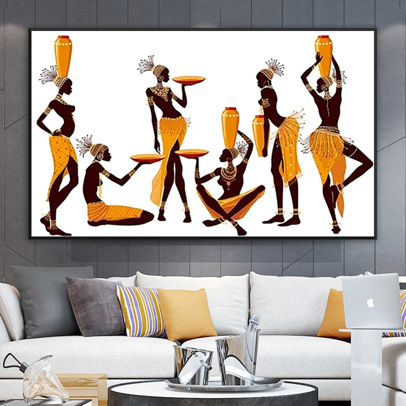 

Abstract African Women Canvas Painting Modern Wall Art Posters and Prints Modern Decoration Pictures for Living Room Mural