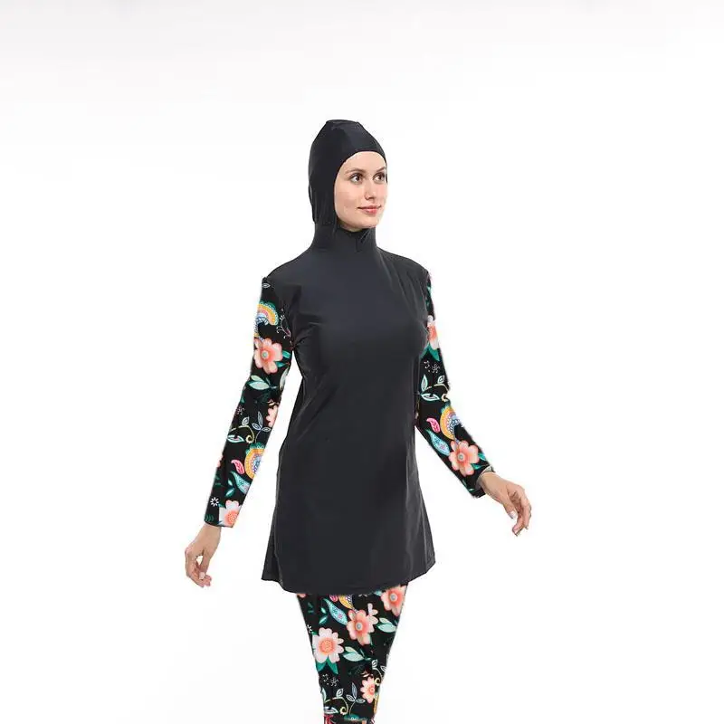 2022 Women Large Size Floral Muslim Swimwear Hijab Muslimah Islamic Swimsuit Swim Surf Wear Sport Burkinis M-5XL