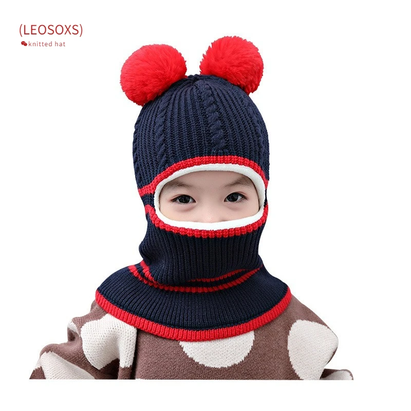 

(LEOSOXS) New Winter Baby Girl Boy Warm Cute Knitted Hat Scarf Beanies