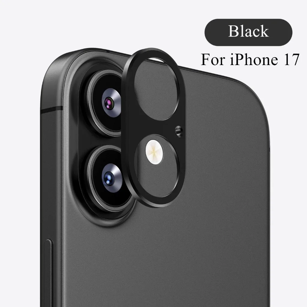 Фото Металлическая наклейка на рамку камеры для iPhone 17, полая защитная пленка из алюминиевого сплава с защитой от осколков объектива камеры №2